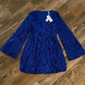 Dazzling Blue Sequin Mini Dress - Medium